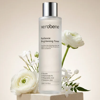 verobene radiance brightening toner with flowers hydrating skincare product