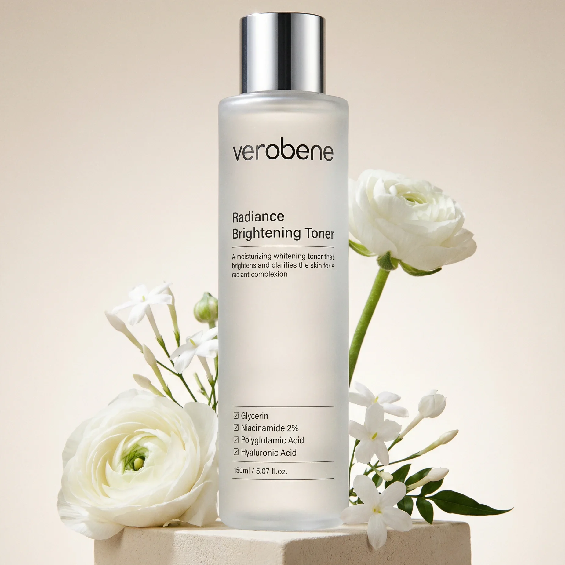 verobene radiance brightening toner with flowers hydrating skincare product