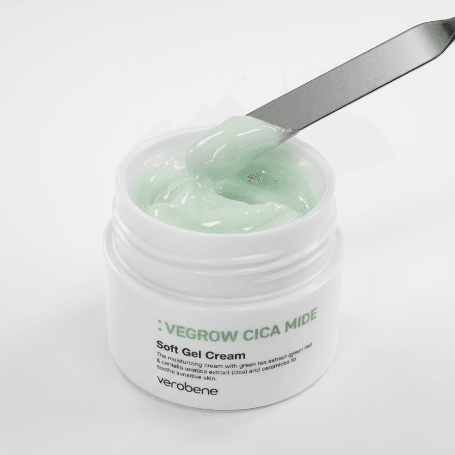 ужатая 3 Korean soft gel moisturizer with Centella, green tea and ceramides – Verobene Vegrow Cica Mide Cream