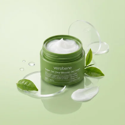 Korean gel cream for blemish-prone skin – Verobene Green Tea Clear Blemish Gel Cream with lightweight texture